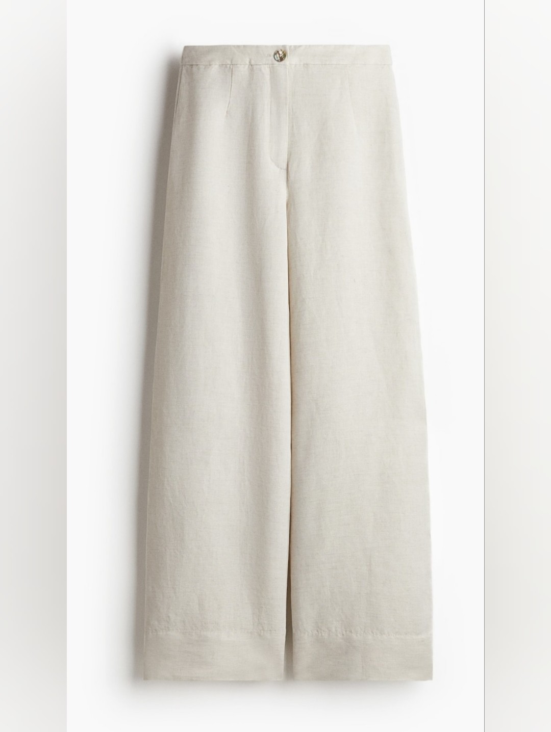 H&M Tailored Wide Leg Linen Blend Pants In Light Beige